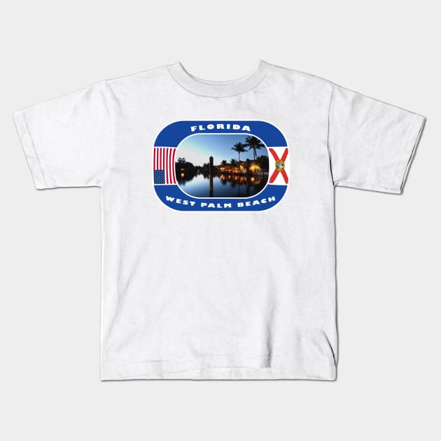 Florida, West Palm Beach City, USA Kids T-Shirt by DeluxDesign